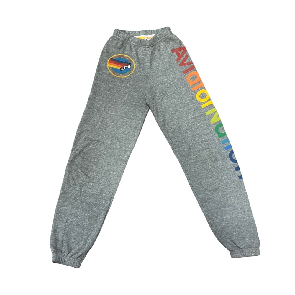 Aviator Nation Gray Joggers with Rainbow Accents